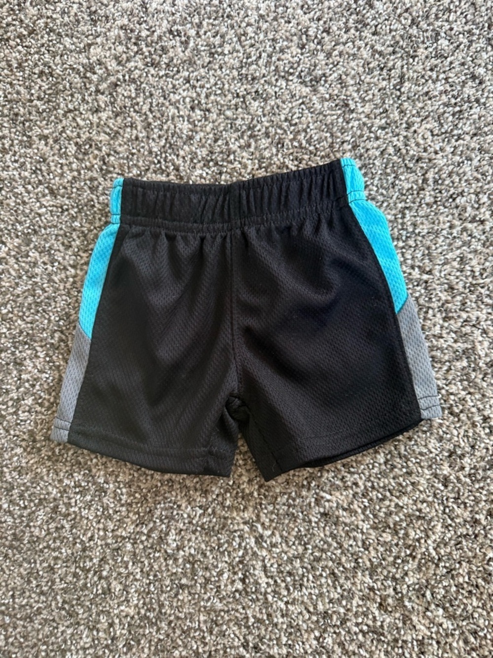 5/$10 Garanimals Baby Boy Black Shorts with Teal & Gray Panels Size 0-3 Months
